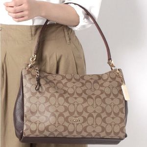Coach Large Mia Signature Coated Canvas with Snakeskin Handle/Strap - NWT!